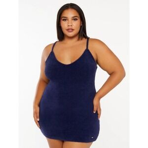 Savage X Fenty Fluff It Up Slip Dress Navy Blue Size Medium